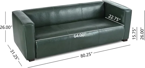 Miniatura 2 de Sofá de asiento profundo moderno de 3 plazas con patas de madera de abedul, sofá de cuero de 80.25 pulgadas, sofá tapizado suave para sala de estar