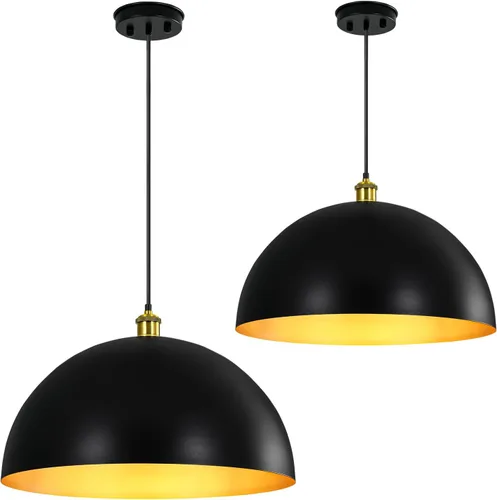 Lámpara de Araña Luz de Techo 12 pulgadas Lámparas Colgantes Isla de Cocina Lámpara Colgante Iluminación de Techo Moderna Negra y Dorada Estilo Casa