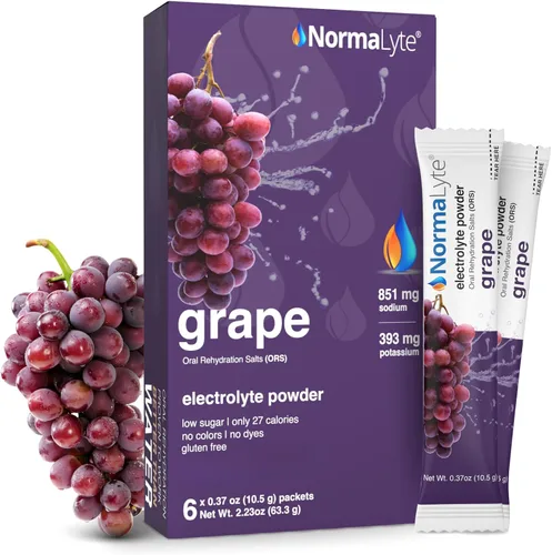 NormaLyte Uva - Paquetes de polvo de electrolitos | Mezcla de bebidas electrolíticas clínicamente estudiada | 6 barras de hidratación efectivas