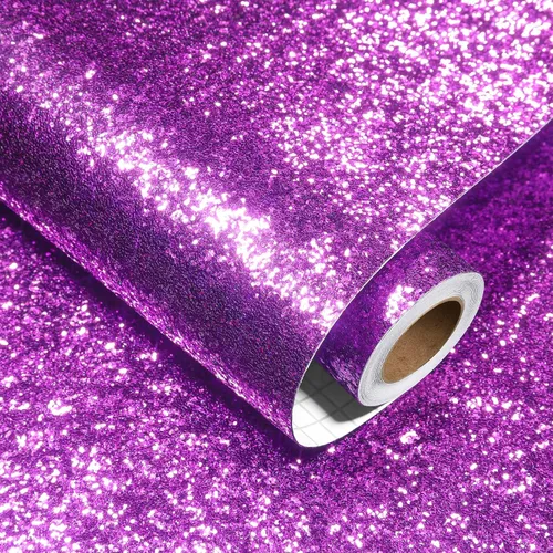 Miniatura 9 de Decotalk Papel tapiz con purpurina para despegar y pegar, papel de contacto con lentejuelas negras de 17.7 x 120 pulgadas, papel tapiz negro