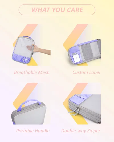 Miniatura 5 de BAGSMART - Juego de 6 cubos de compresión para maletas, juego de 6, 4 y 2, cubos organizadores de viaje, juego de bolsas expandibles, organizadores