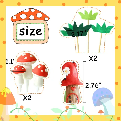 Miniatura 2 de Decoración de pastel de hongos del bosque de hongos Woodland Baby Shower,decoración de pastel de bosque de mariquita de setas decoración de pastel