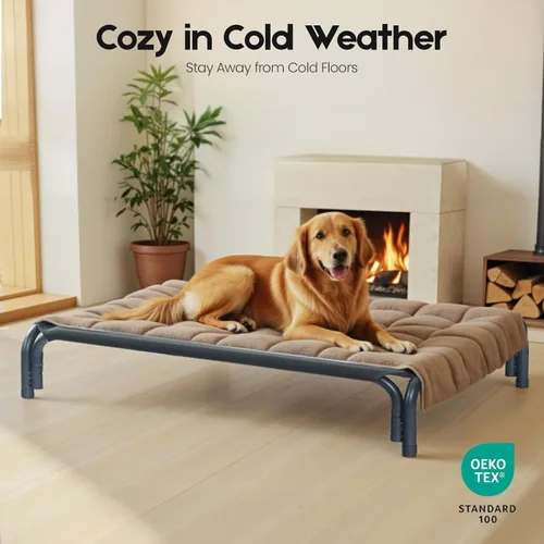 Miniatura 9 de Cama Elevada para Perros Catre Elevado para Perros al Aire Libre para Perros Medianos, la Instalación No Requiere Herramientas, Marco con Malla