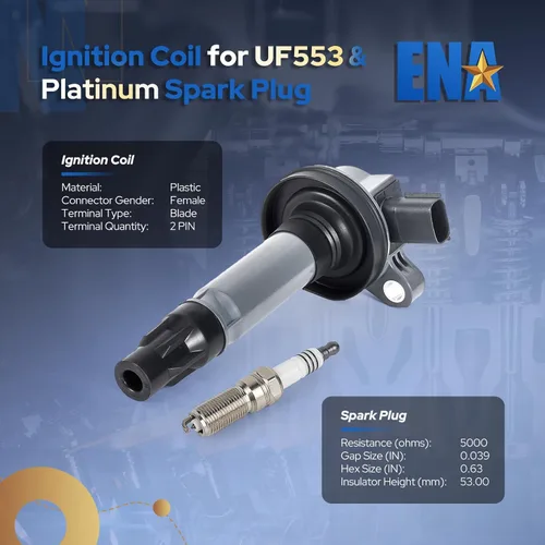 Miniatura 4 de ENA Juego de 6 bobinas de encendido, 6 bujías platino 3.5L 3.7L compatibles con Lincoln Ford Mustang Edge Explorer F150 Flex Taurus Transit MKS MKT