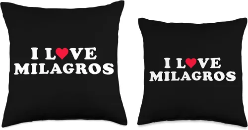 Miniatura 3 de I Love Milagros Shirt For Girlfriend Boyfriend I Love Matching Girlfriend Boyfriend Milagros Name Throw Pillow, 16x16, Multicolor