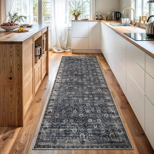 Miniatura 87 de Bloom Rugs - Alfombra lavable, antideslizante, de 1,83 x 2,74 m, color beige/blanco claro con borde tradicional, para sala de estar, dormitorio