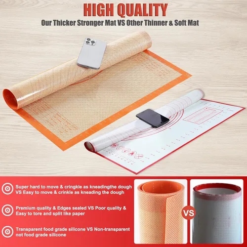 Miniatura 6 de Tapete de silicona extra grande de 34 x 26 pulgadas, alfombrillas antiadherentes para hornear con medidas, ideal para enrollar masa, pasteles