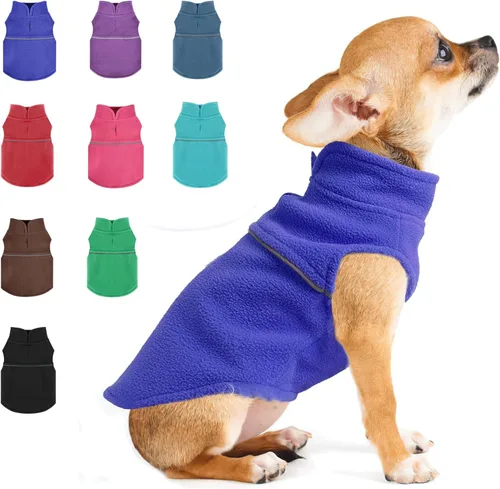 Miniatura 11 de Suéteres para perros pequeños hembra, chaleco de forro polar para perro con agujero para correa, suéter pullover cálido, chaqueta para cachorro