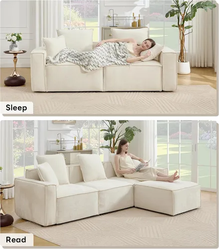 Miniatura 9 de WILLOVE Juego de sofá modular modular, sofá nube de felpilla con reposabrazos anchos y 8 almohadas, sofás de asiento profundo para sala de estar, 4