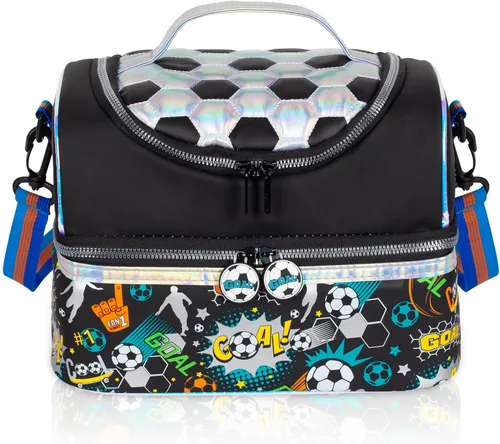 Bolsa de almuerzo aislada de doble piso para niños, bolsa de comida grande para el regreso a la escuela, para niños, niñas, hombres y mujeres, con
