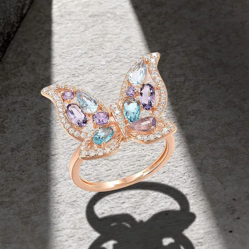 Miniatura 3 de Santuzza Anillo de mariposa de plata de ley para mujer