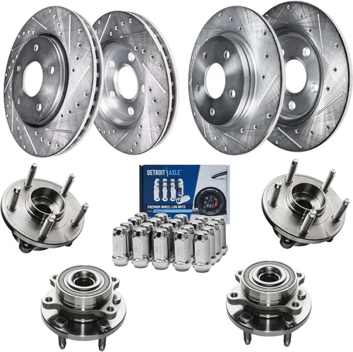 Miniatura 49 de Detroit Axle - Rotores de freno para Ford 2013-2019 Explorer Taurus Flex Lincoln MKT MKS, rotores de freno de disco ranurados perforados de repuesto