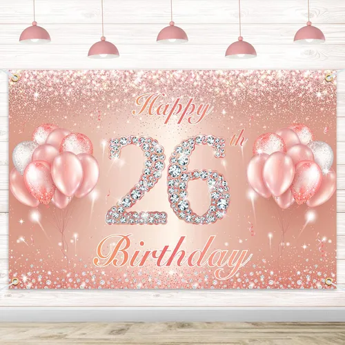 Miniatura 13 de Fondo de pancarta de feliz cumpleaños 10 – Suministros de decoración de fiesta de cumpleaños 10 para niñas o niños – Oro rosa 4 x 6 pies