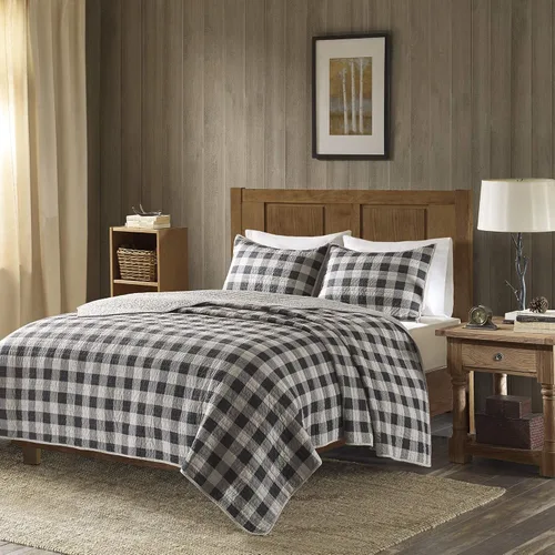 Miniatura 14 de Woolrich - Juego de edredón reversible de algodón, estilo cabaña invertido a color sólido, colcha ligera de retazos para todas las estaciones