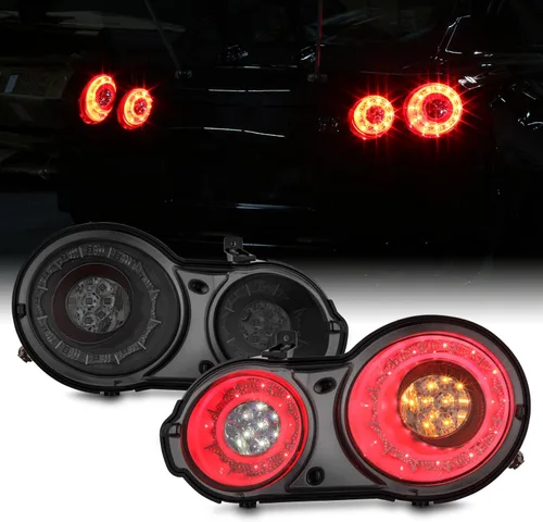 Miniatura 9 de AKKON - Para 2009-2017 Nissan GTR GT-R R35 Skyline Juego de luces traseras LED de ambos lados - Lente roja transparente Carcasa roja.