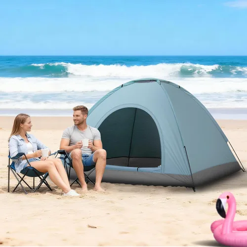 Miniatura 8 de Outvita Tienda de campaña para 4 personas con lluvia y bolsa de transporte, tienda de campaña impermeable de fácil instalación con ventanas de malla