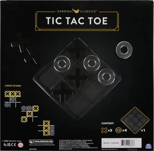 Miniatura 7 de Spin Master Games, Cardinal Classics Tic Tac Toe, juego de mesa clásico, decoración moderna de mesa auxiliar, 2 jugadores, para edades de 5 años