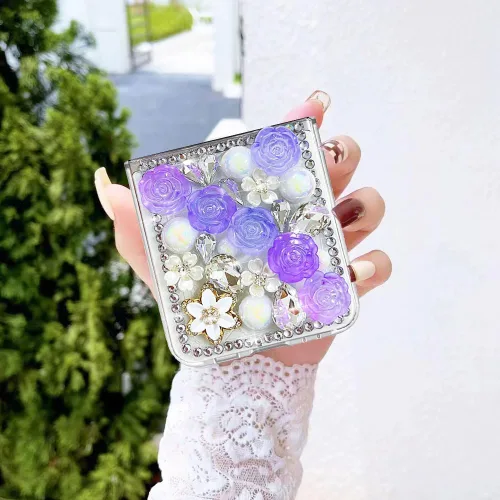 Miniatura 6 de Funda para Samsung Galaxy Z Flip 3 con purpurina, bonita funda transparente con diseño, brillante, reflectante, con destellos, cubierta de teléfono