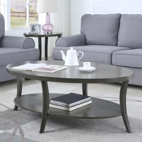 Miniatura 2 de Roundhill Furniture Juego de mesa de centro ovalada Perth contemporánea, color gris