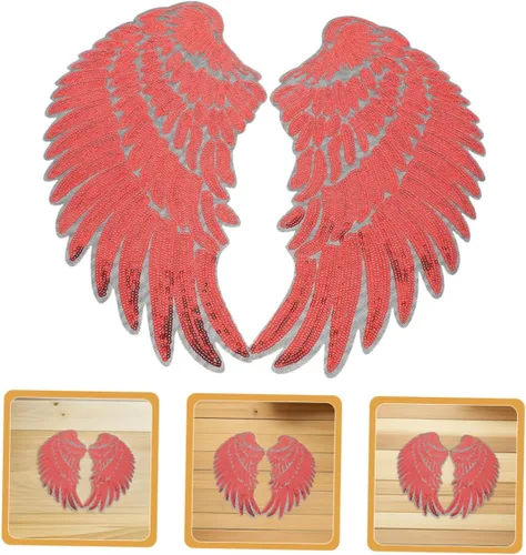 Miniatura 9 de 2 Pairs Red Self-Adhesive Embroidered Angel Wings Patches with Sequin Shine for Clothes Bags Jackets DIY Sewing Decoration