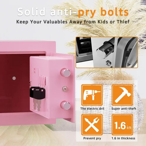 Miniatura 6 de PATRON caja de seguridad pequeña con llave, caja de seguridad mini para dinero, pequeñas cajas de seguridad para monedas para el hogar con código