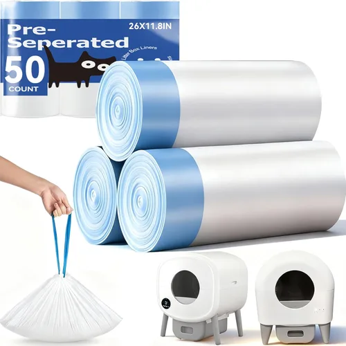 50 bolsas automáticas de arena para gatos compatibles con Cmg Fmo Fstg Robot, caja de arena para gatos previamente separada, forro de repuesto