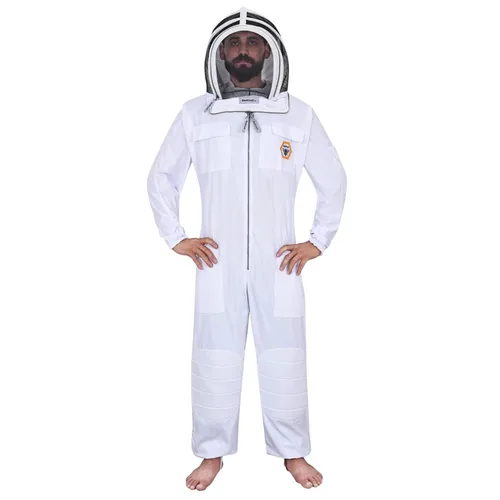 Miniatura 5 de Suit-111 Traje de apicultura profesional con protección total, velo de esgrima de seguridad de algodón transpirable (grande, caqui)