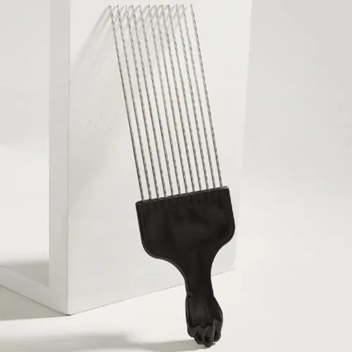 Miniatura 2 de Púa de pelo de metal, peine afro, peine de peinado, peine de peinado, cepillo rizado para el cabello, tenedor de plástico, peine antiestático