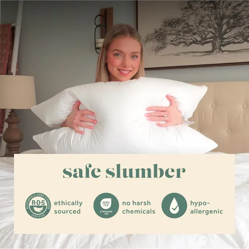 Miniatura 4 de ComfyDown Almohada de cama ComfyDream de mezcla de plumas 50/50 para dormir, funda de algodón egipcio, fabricada en Estados Unidos, tamaño Queen