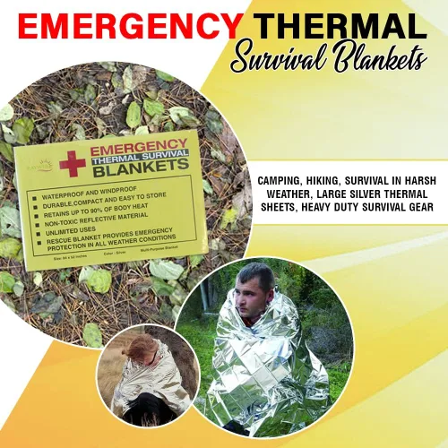 Miniatura 8 de Rawyer - Mantas térmicas de supervivencia de emergencia (paquete de 4), mantas Mylar para exteriores, camping, senderismo, clima duro, hojas