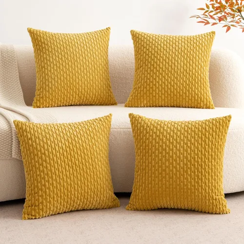 Miniatura 24 de UGASA - Funda de almohada decorativa de pana suave de otoño de 12 x 20 pulgadas, diseño bohemio a rayas, oblonga, para sofá, sala de estar, cama