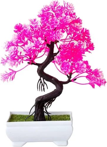 HASMI Plantas falsas plantas artificiales, plantas de árbol bonsái, flores falsas, adornos en maceta para decoración del hogar, decoración de A-01