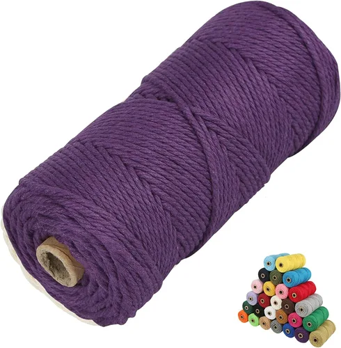 Miniatura 15 de Cordón de algodón para macramé, hilo torcido de 4 capas, cuerda de algodón natural, suministros perfectos de macramé, para hacer soportes colgantes