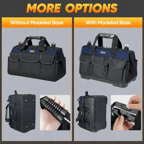 Miniatura 5 de TICONN Bolsa de herramientas resistente con múltiples bolsillos, organizador de caja de herramientas portátil, bolsa de almacenamiento, con correa