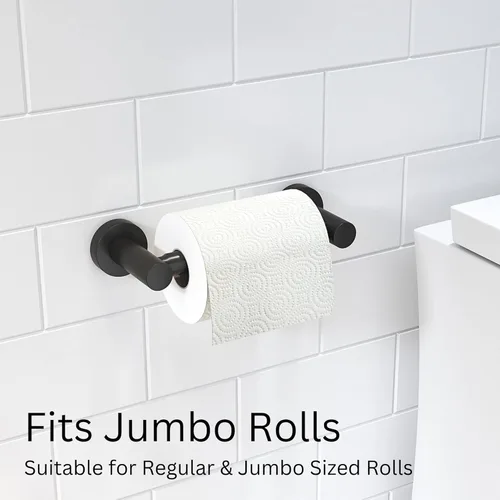Miniatura 2 de MARMOLUX ACC Soporte para papel higiénico negro mate, soporte para papel higiénico negro montado en la pared, diseño pivotante en acero inoxidable