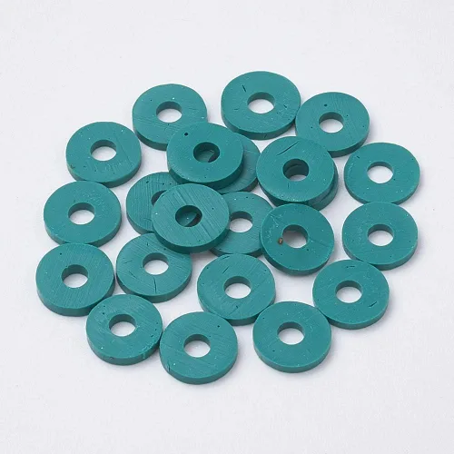 Miniatura 5 de Elecrelive Aproximadamente 380~400 cuentas espaciadoras redondas planas de arcilla polimérica de 0.118 pulgadas (0.118 in) hechas a mano con disco