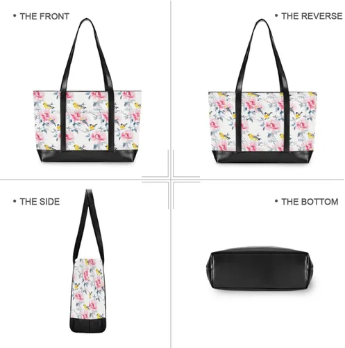 Miniatura 5 de Flowers Birds Fashion Tote Bags for Women Laptop with Zipper Large Work Bags for Women for College with Diaper maletin ejecutivo para mujer