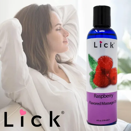 Miniatura 5 de Lick Aceite de masaje con sabor a frambuesa, aceite de masaje comestible de bayas brillantes con aceite de almendras dulces y vitamina E