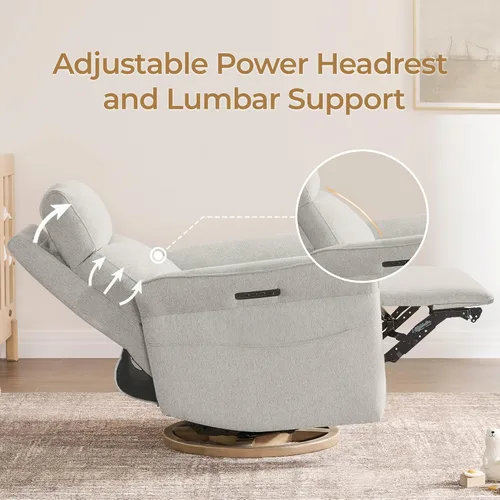 Miniatura 6 de CHITA GREENGARD - Silla reclinable eléctrica, giratoria de triple motor con reposacabezas ajustable y soporte lumbar, certificado GREENGARD Gold