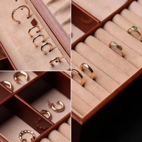 Miniatura 3 de Time Resistance Joyero de cuero - Organizador de cuero de grano completo, almacenamiento de accesorios para mujeres - Funda de cuero genuino