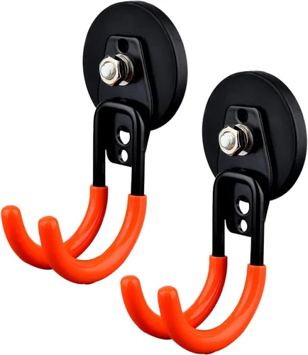 Miniatura 8 de MUTUACTOR Ganchos magnéticos fuertes, 2 ganchos magnéticos grandes de metal para organizador de herramientas, ganchos magnéticos resistentes