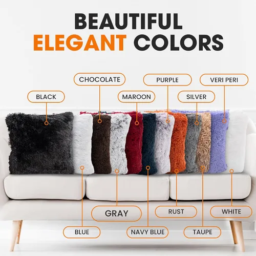 Miniatura 6 de Cheer Collection Cojines Decorativos para Sofá y Cama, Cojines Decorativos Suaves y Peludos con Rellenos Incluidos, Acogedores Cojines de Piel Gris