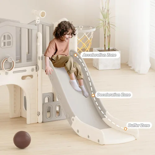 Miniatura 3 de YUFU Juego de tobogán 8 en 1 para niños pequeños, tobogán para niños de 1 a 3 años, juego de juego para niños pequeños con escalador, aro