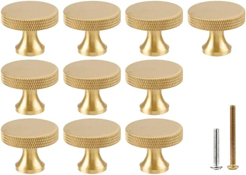 Miniatura 9 de RZDEAL Paquete de 5 tiradores de latón macizo dorados para gabinetes de cocina, tiradores de cajón, accesorios de gabinete de cocina de latón