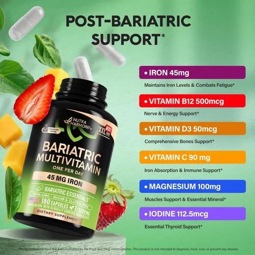 Miniatura 4 de Multivitamínico bariátrico - Suplementos de hierro de 45 mg - Fabricado en EE. UU. - para mujeres y hombres - Todo en uno, 21 vitaminas esenciales