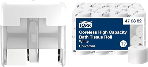 Miniatura 14 de Tork Rollo de papel higiénico de alta capacidad sin núcleo, blanco, T7, universal, 2 capas, 36 x 1100 hojas, 472882