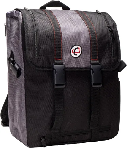 Miniatura 6 de Case-It Mochila clásica para laptop, con detalle de cordón elástico, negro/rojo (BKP-503-negro/rojo)