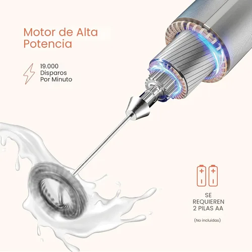 Miniatura 5 de Potente espumador de leche de mano, mini varita espumadora de leche, mezclador de bebidas de acero inoxidable con pilas, soporte para espumador