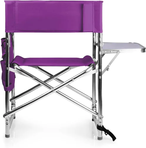Miniatura 11 de PICNIC TIME Silla deportiva con mesa auxiliar, sillas de camping acolchadas plegables para adultos al aire libre con portavasos y panel de Púrpura