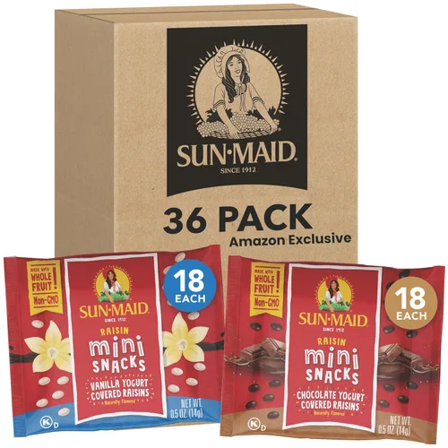 Miniatura 7 de Sun-Maid Snack de pasas recubiertas de yogur de vainilla, 1 onza Paquete de 6 unidades Fruta seca natural entera Sin azúcar añadido